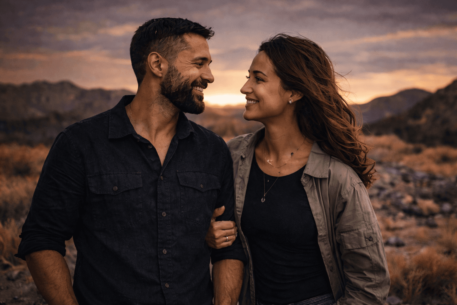 Ully and Rodri looking at each other and smiling